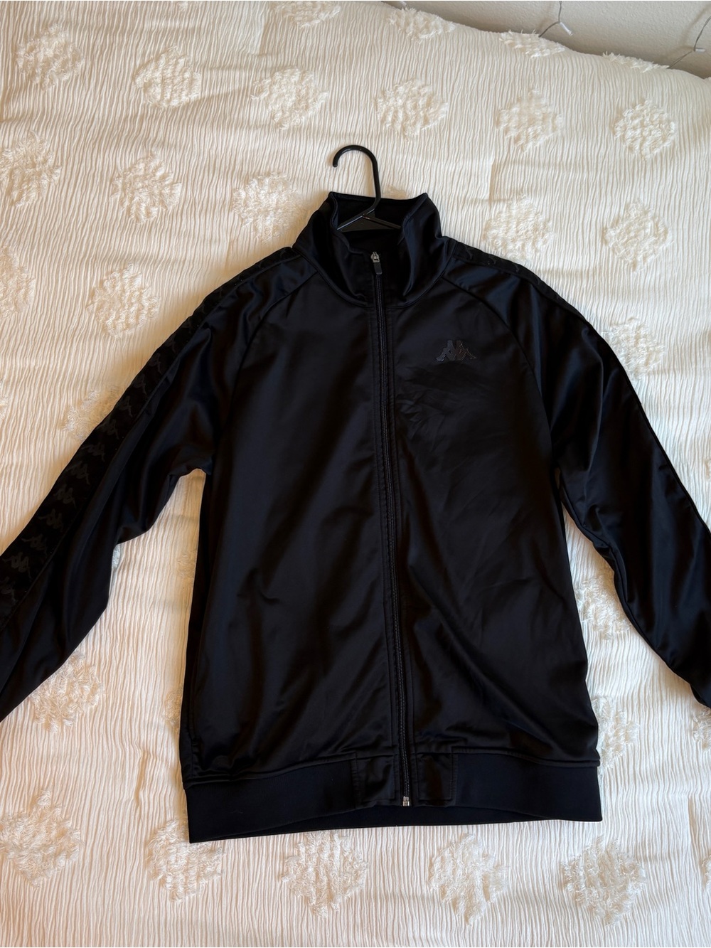 Kappa Black Full-Zip Track Jacket with Sleeve Logo Tape